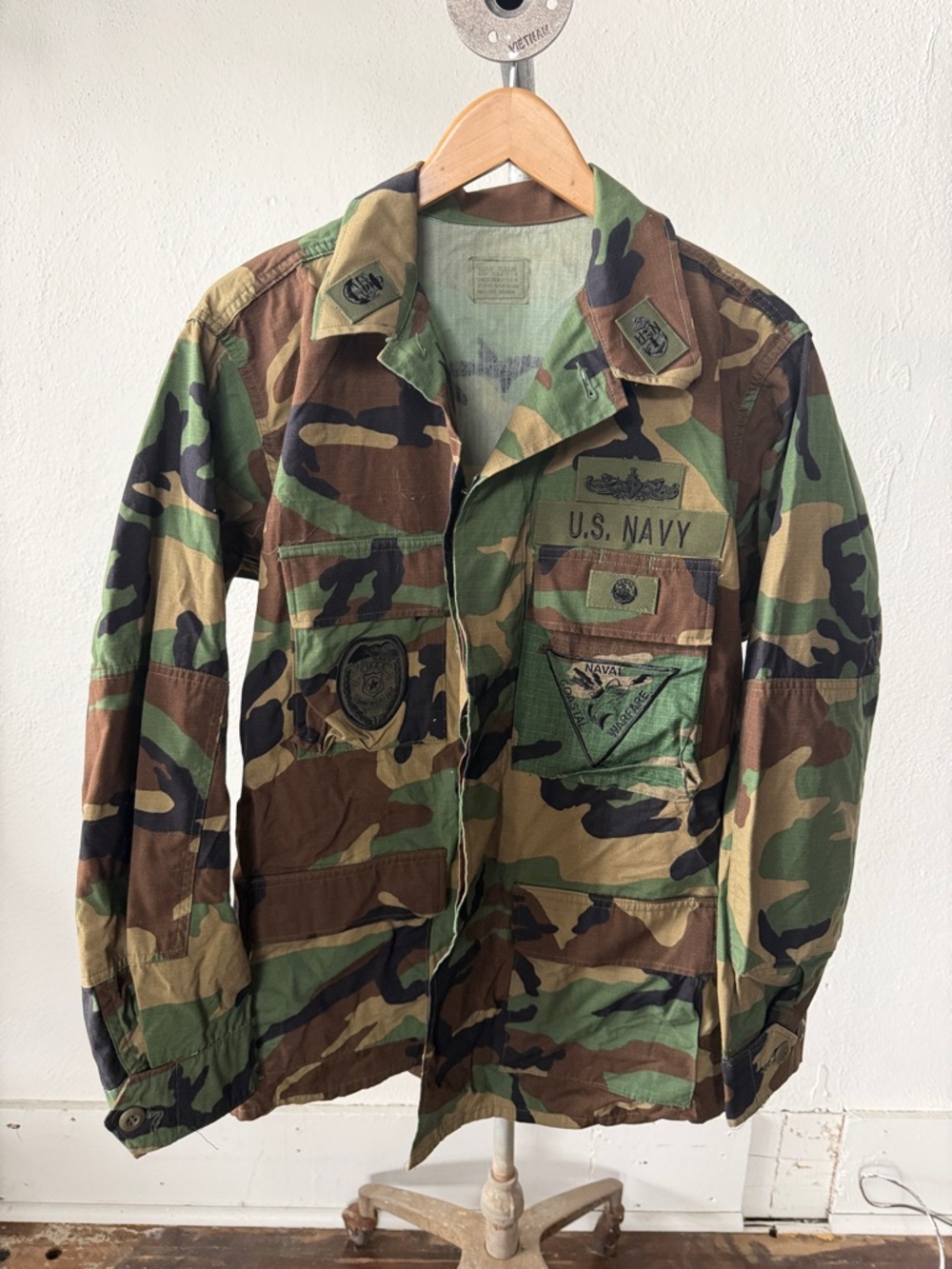 Vintage USN BDU Woodland Camo Fatigue Size Medium Regular